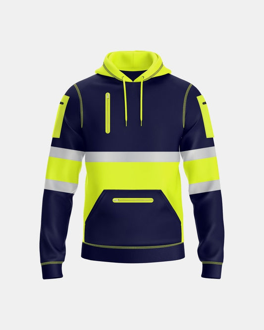 Mens Hi Vis Hoodie (Neon Green/Navy 2)