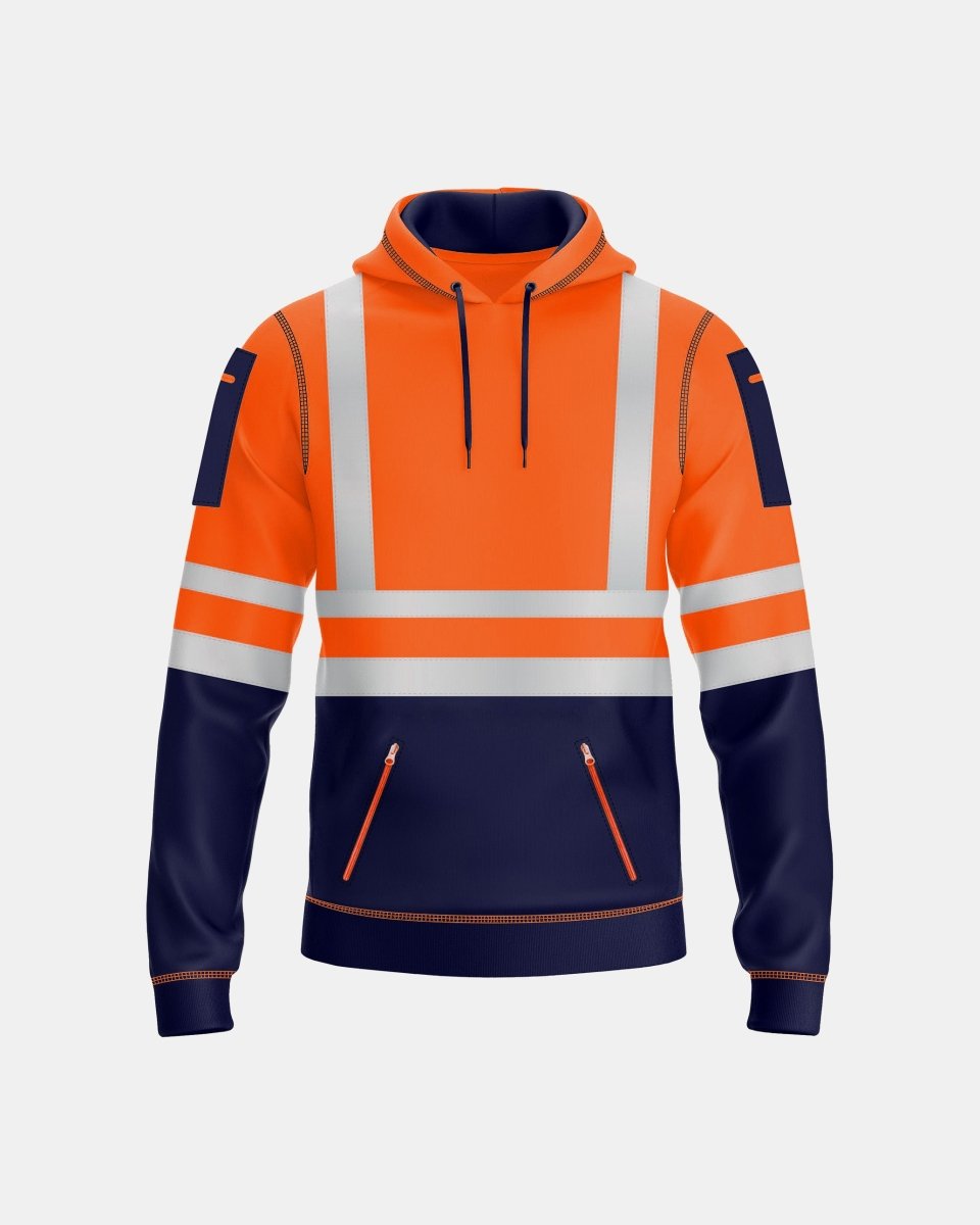 Mens Hi Vis Hoodie (Neon Orange/Navy 1)