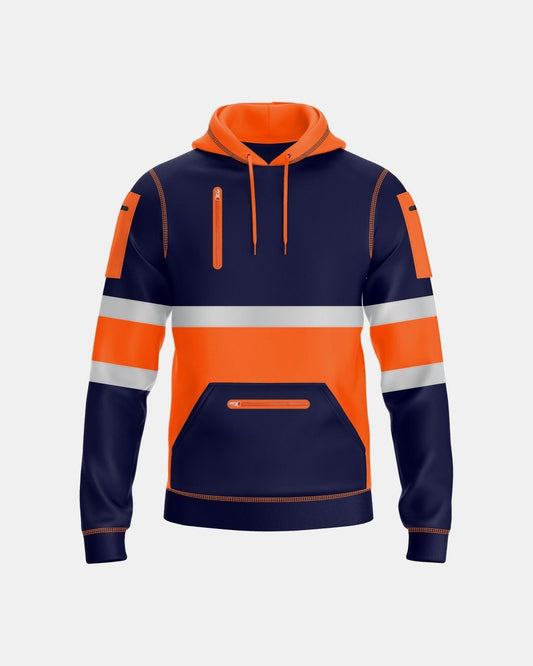 Mens Hi Vis Hoodie (Neon Orange/Navy 2)