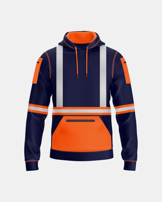 Mens Hi Vis Hoodie (Neon Orange/Navy 3)