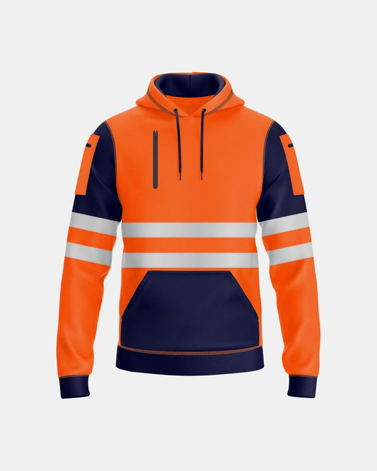 Mens Hi Vis Hoodie (Neon Orange/Navy 4)