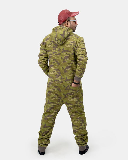 Mens Khaki Camouflage Fleece Onesie
