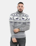 Mens Mock Zip Cream Christmas Jumper