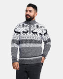 Mens Mock Zip Cream Christmas Jumper