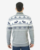 Mens Mock Zip Cream Christmas Jumper