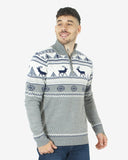 Mens Mock Zip Cream Christmas Jumper