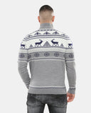 Mens Mock Zip Cream Christmas Jumper