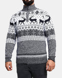Mens Mock Zip Cream Christmas Jumper