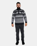 Mens Mock Zip Cream Christmas Jumper