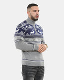 Mens Mock Zip Navy Christmas Jumper