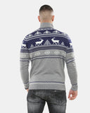 Mens Mock Zip Navy Christmas Jumper