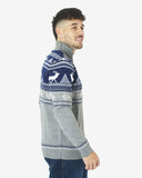 Mens Mock Zip Navy Christmas Jumper