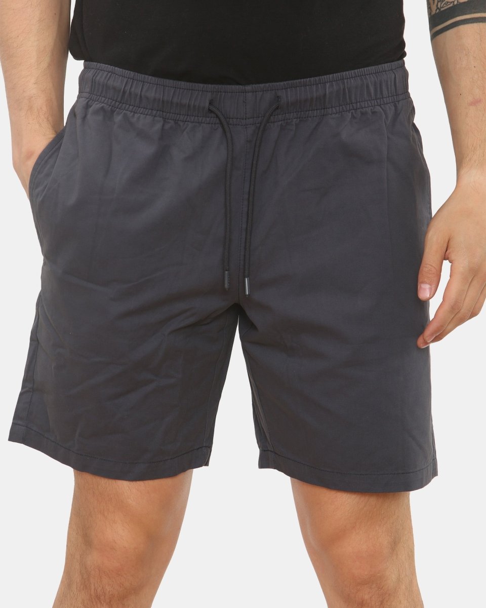 Mens Navy Cargo Shorts Elastic Waist