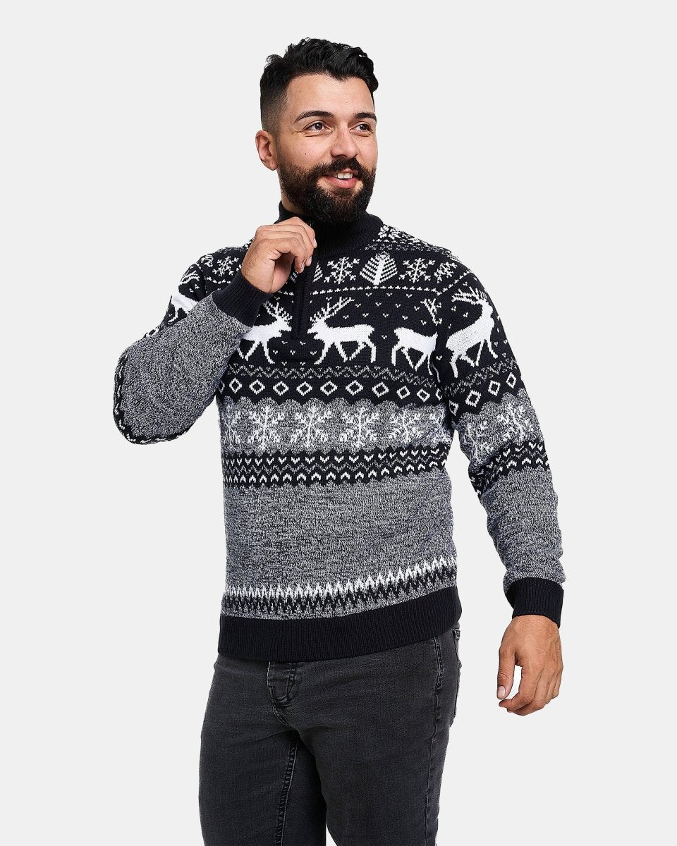 Mens Reindeer Navy Christmas Jumper