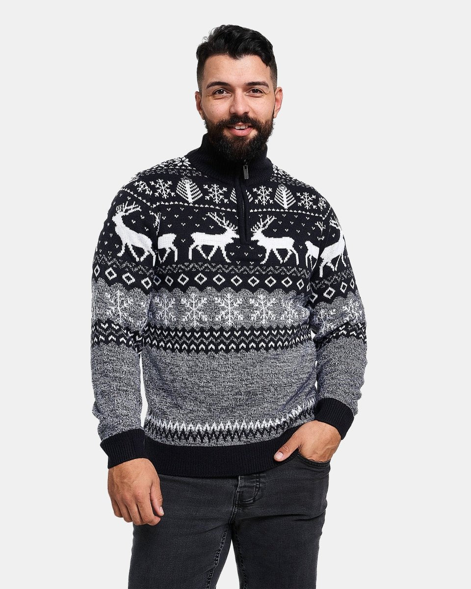 Mens Reindeer Navy Christmas Jumper