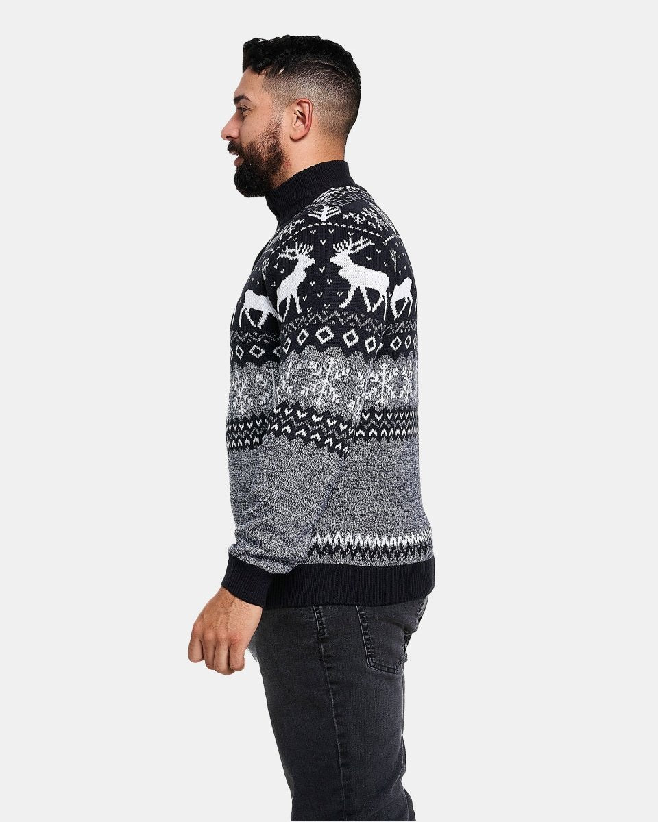 Mens Reindeer Navy Christmas Jumper