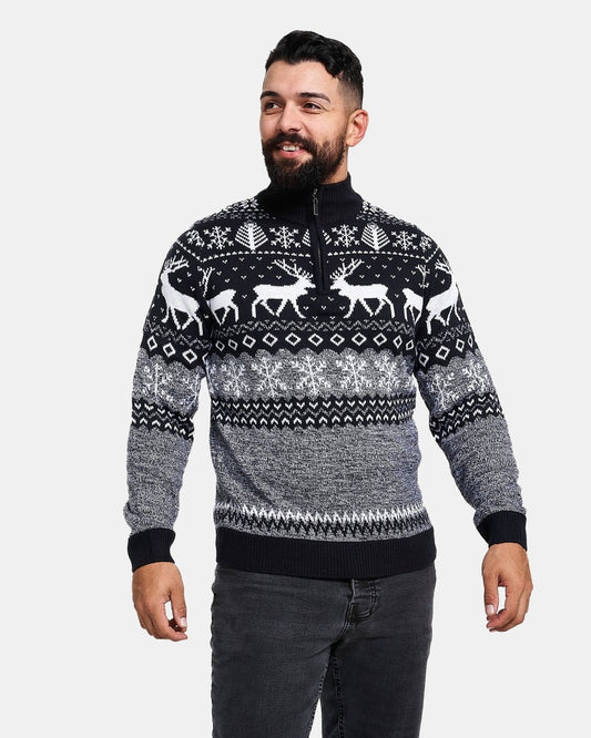 Mens Reindeer Navy Christmas Jumper
