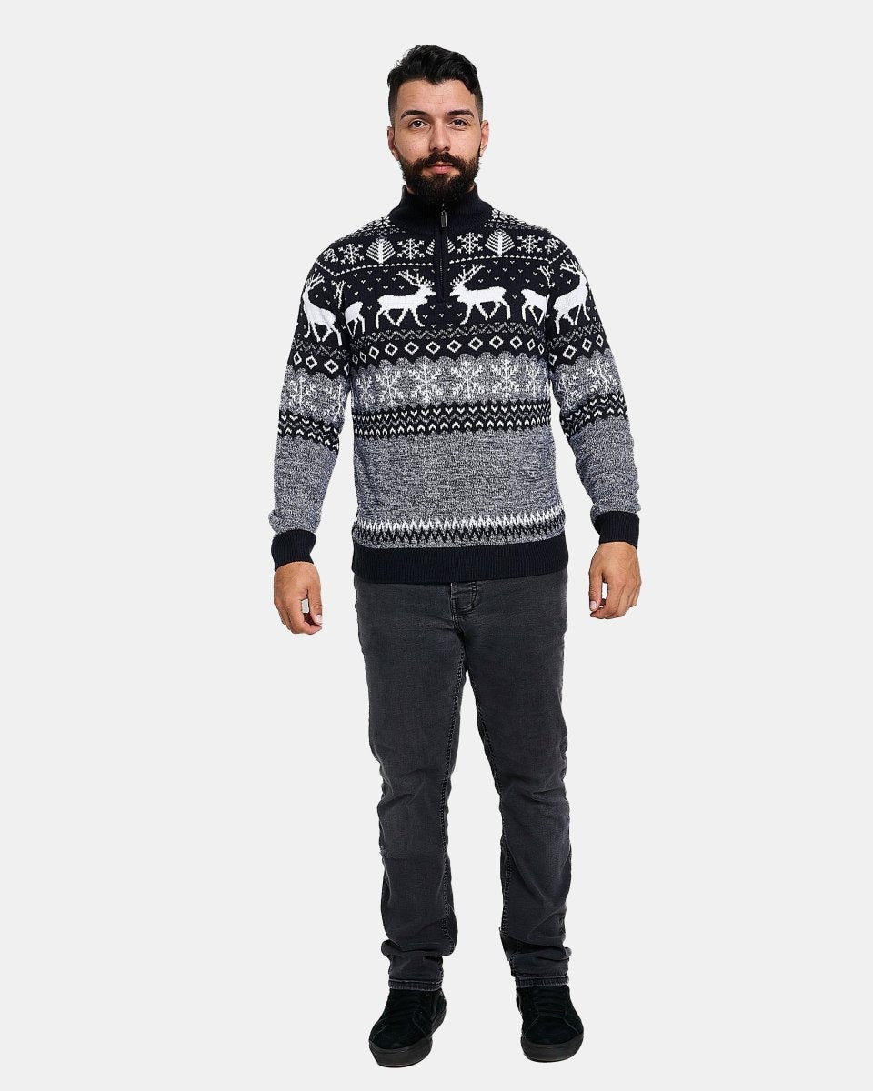 Mens Reindeer Navy Christmas Jumper