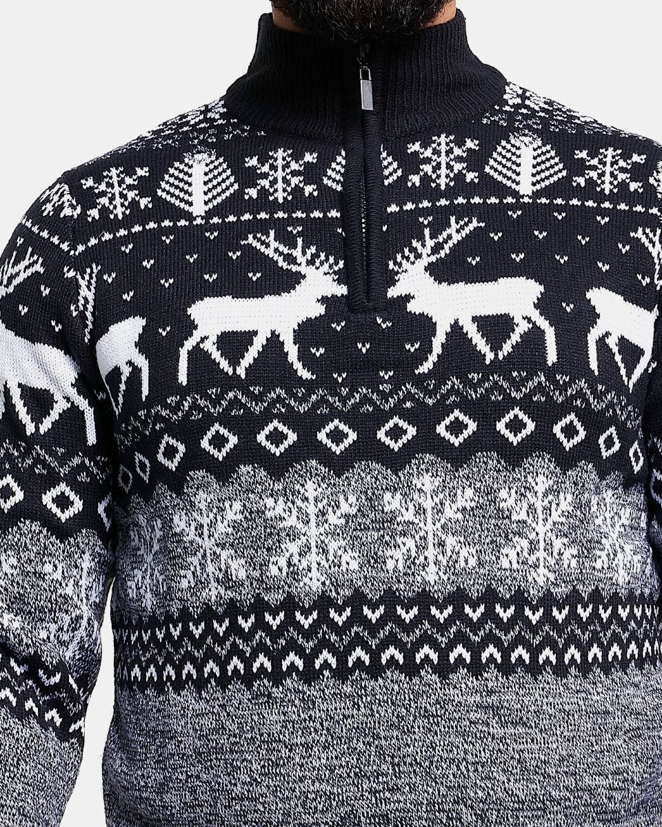 Mens Reindeer Navy Christmas Jumper