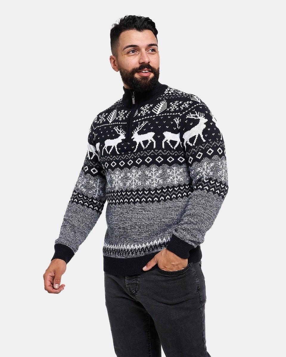 Mens Reindeer Navy Christmas Jumper