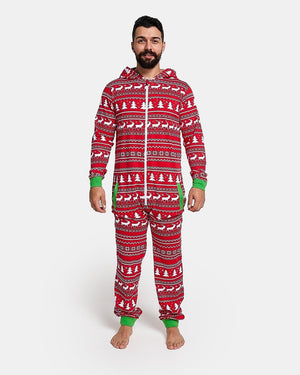 Mens Reindeer Red Christmas Onesie