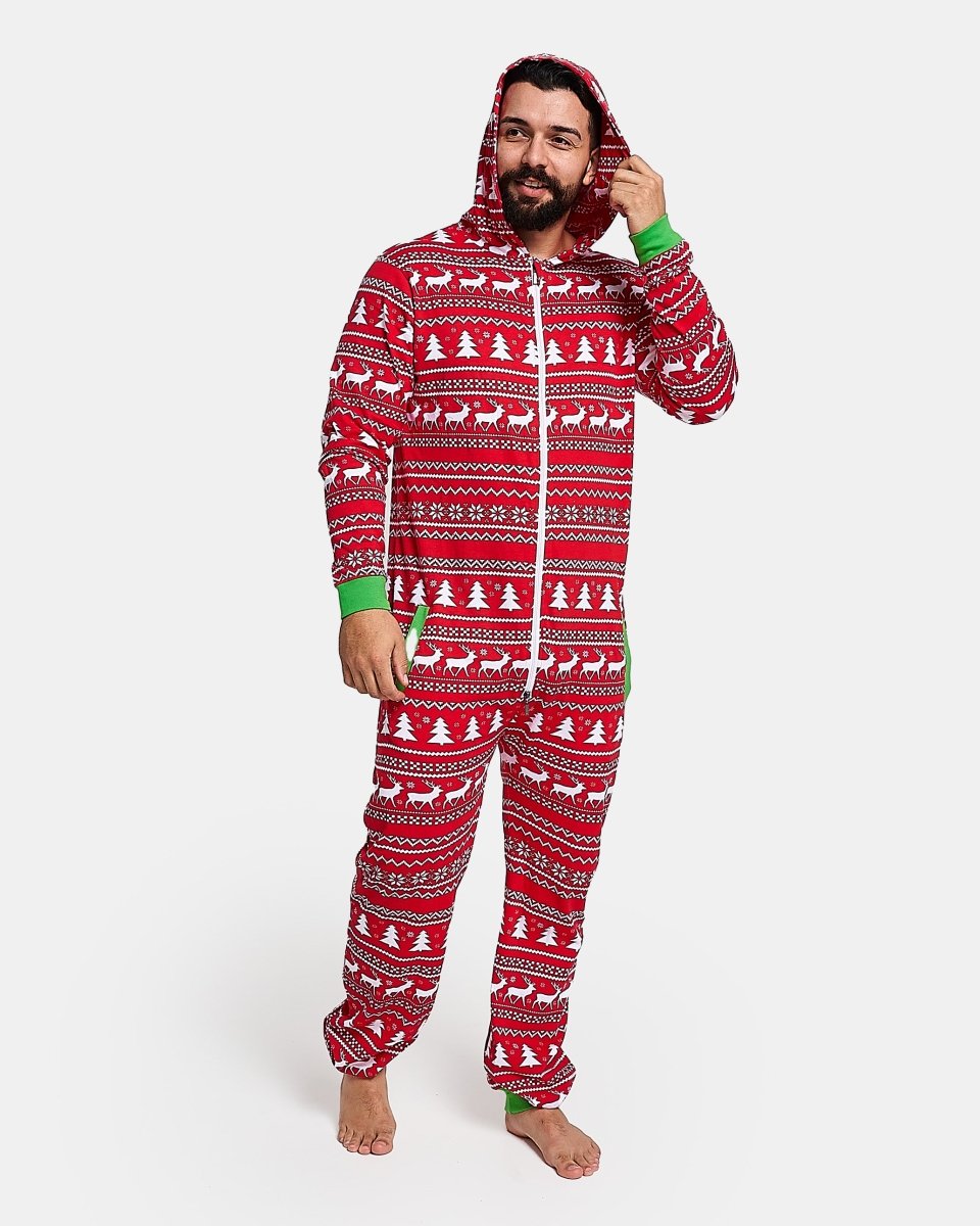 Mens Reindeer Red Christmas Onesie
