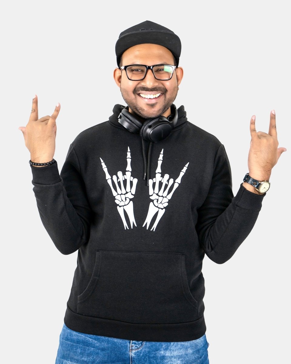 Mens Skeleton Hands Printed Hoodie