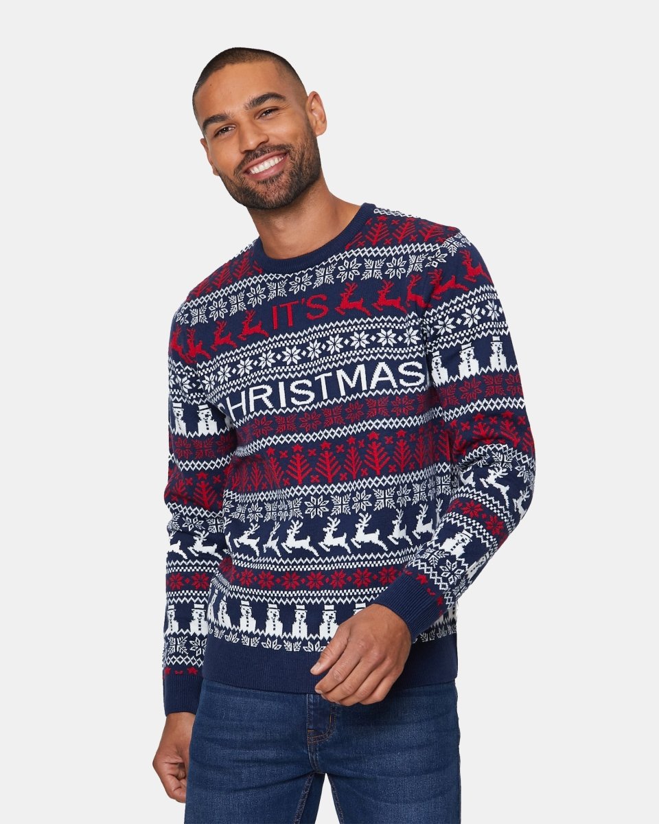 Merry Christmas Navy Festive Jumper