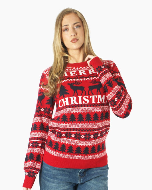 Merry Christmas Red Festive Womens Jumper