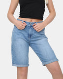 Mid Blue Denim Stretchy Bermuda Shorts