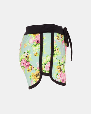 Mint Floral Print Casual Shorts