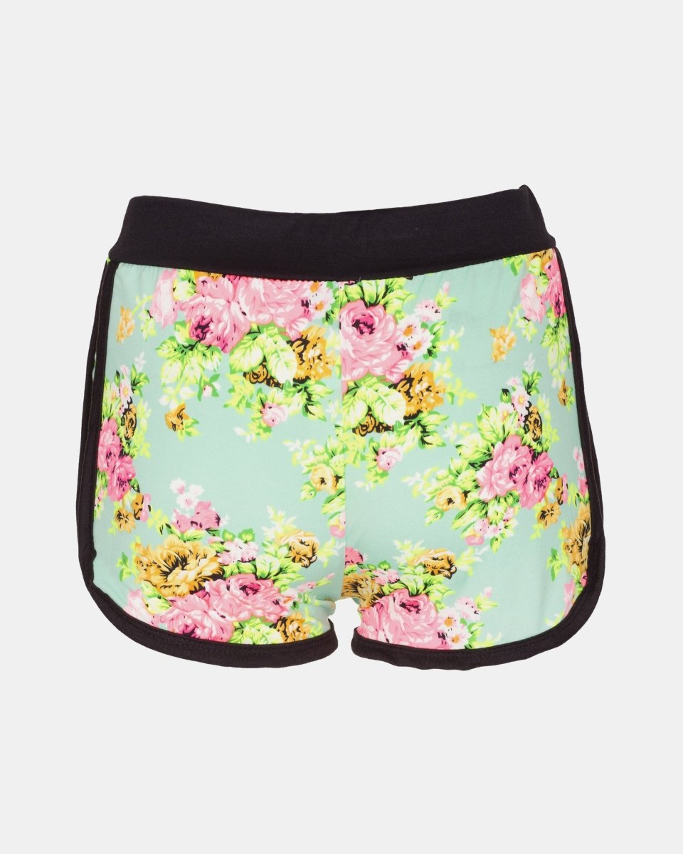 Mint Floral Print Casual Shorts