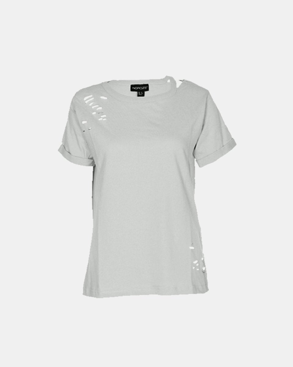 Mint Ripped Holes Rounded Neck T-Shirt