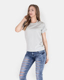 Mint Ripped Holes Rounded Neck T-Shirt
