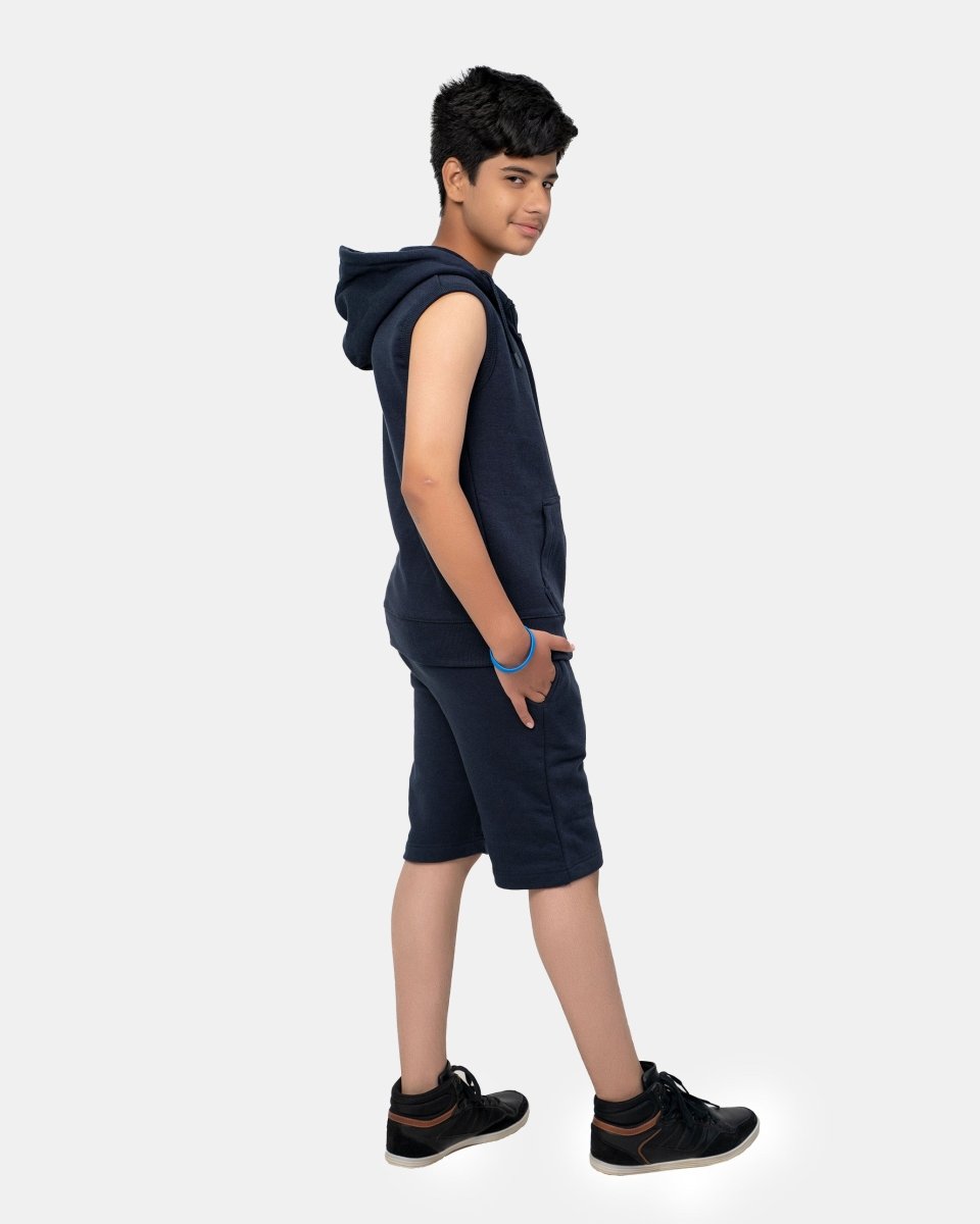 Navy Boys Gilet Sleeveless Hoodie