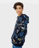 Navy Boys Printed Gaming Hoodie