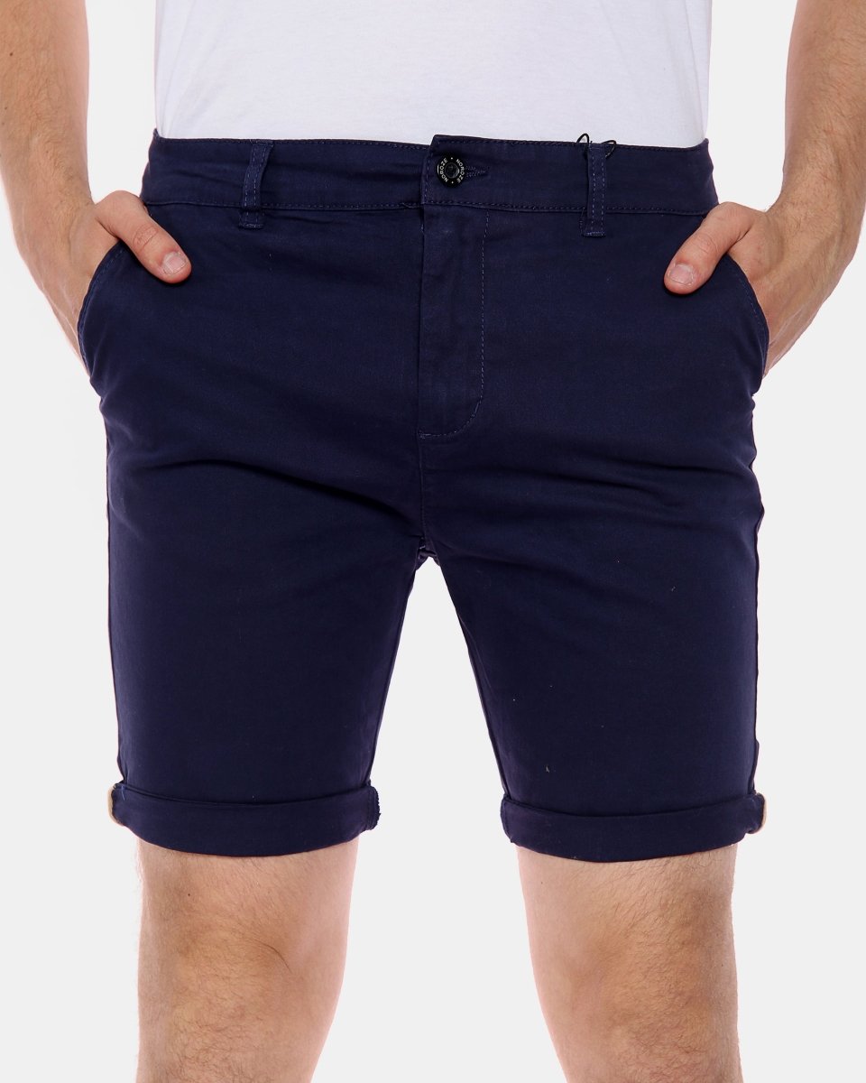 Navy Casual Turnup Cotton Shorts