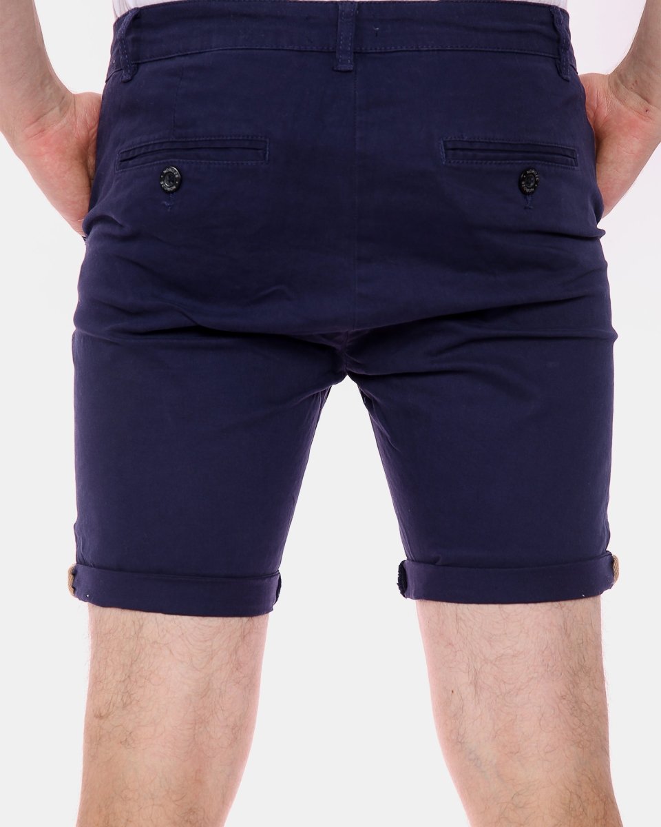 Navy Casual Turnup Cotton Shorts