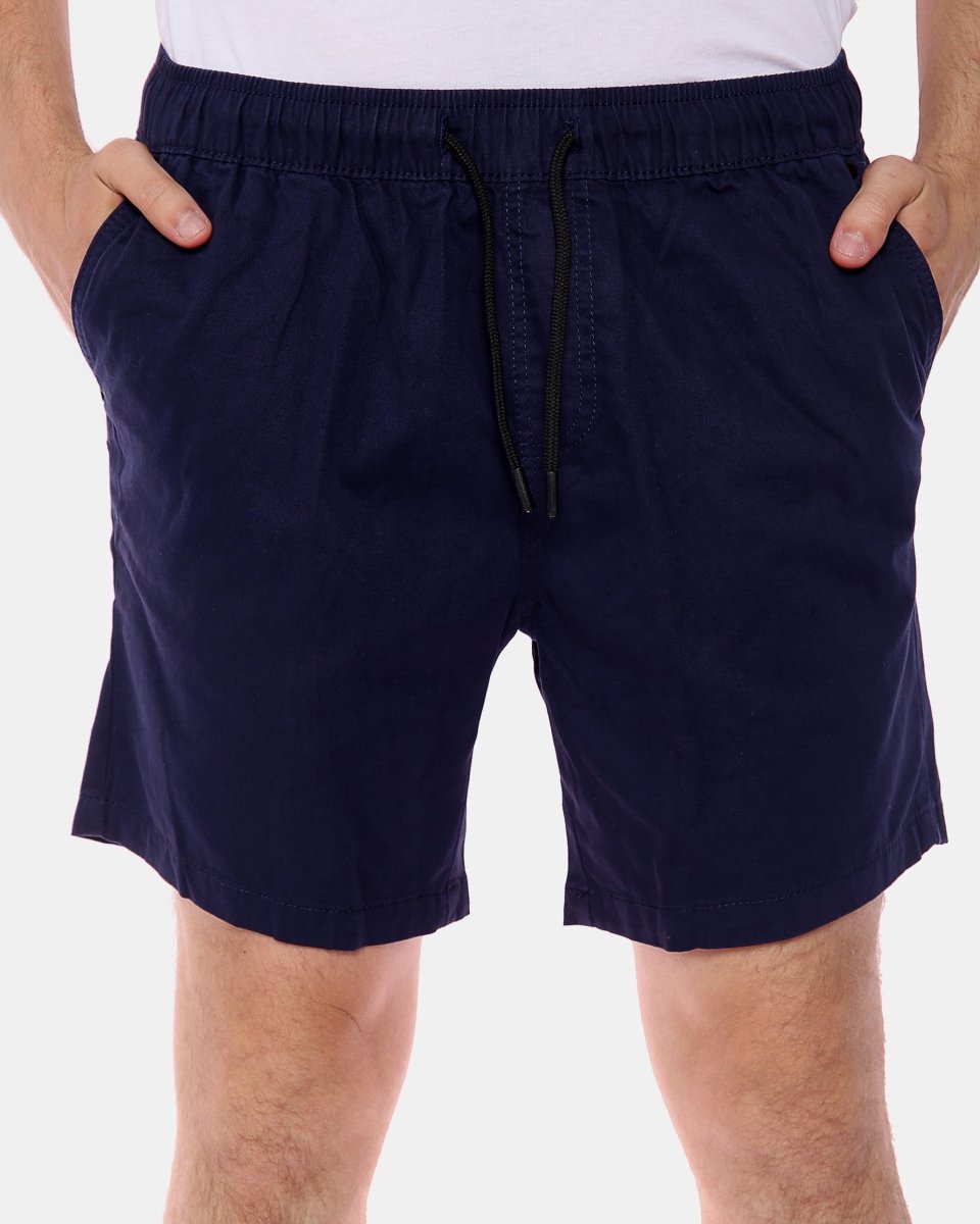 Navy Elasticated Waist Cotton Casual Shorts
