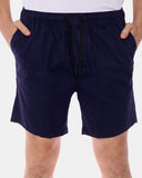 Navy Elasticated Waist Cotton Casual Shorts