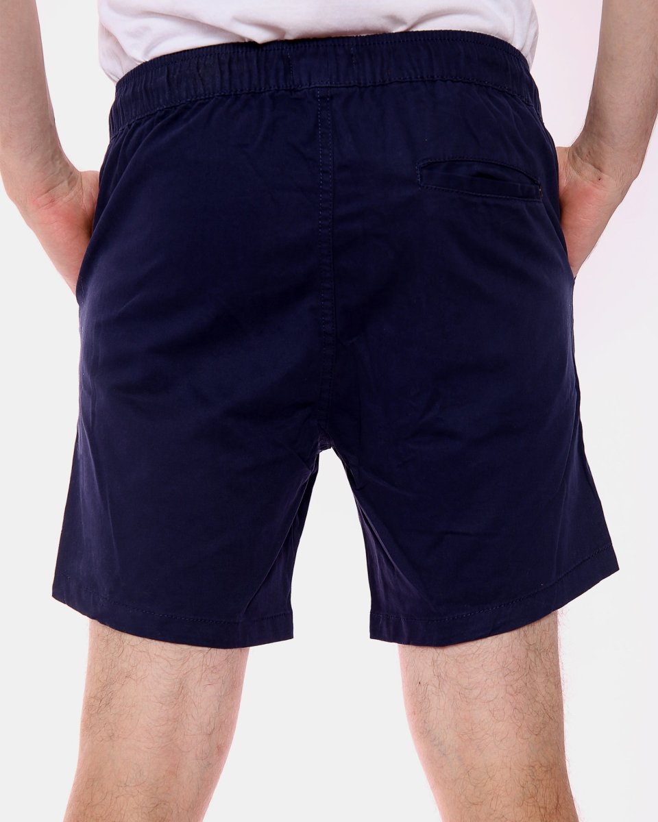 Navy Elasticated Waist Cotton Casual Shorts