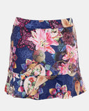 Navy Girls High Waist Floral Mini Skirt