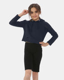 Navy Girl's Long - Sleeve Hoodie