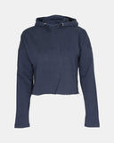 Navy Girls Plain Crop Hoodie