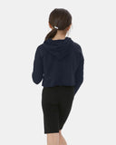 Navy Girls Plain Crop Hoodie