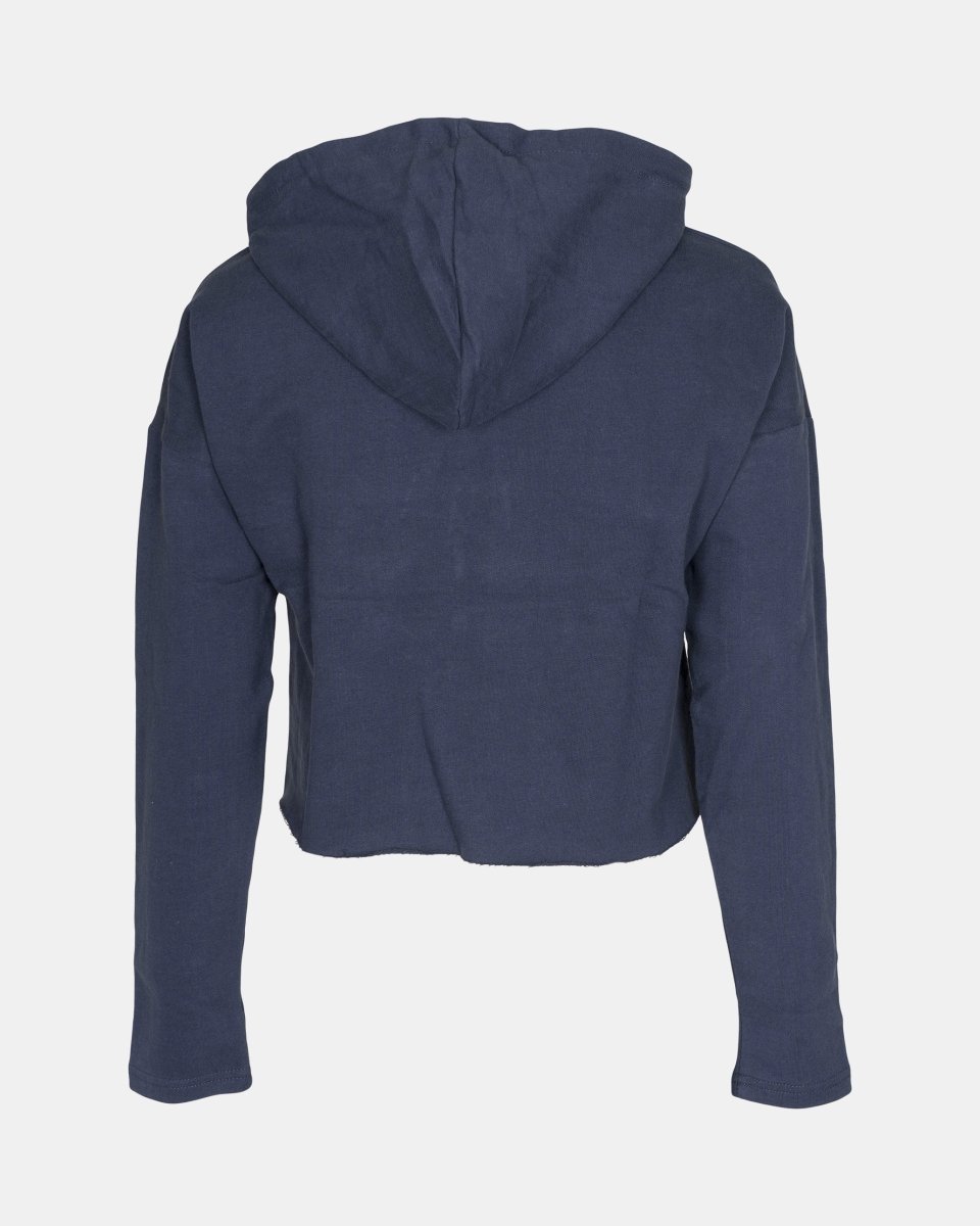 Navy Girls Plain Crop Hoodie