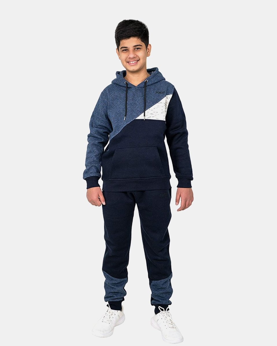 Navy Grey Contrast Panel Jogging Suit