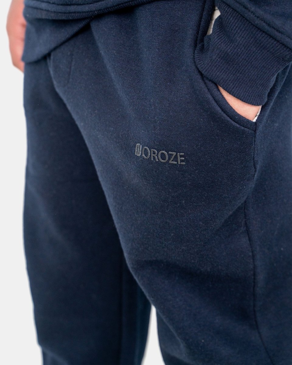 Navy Grey Contrast Panel Jogging Suit