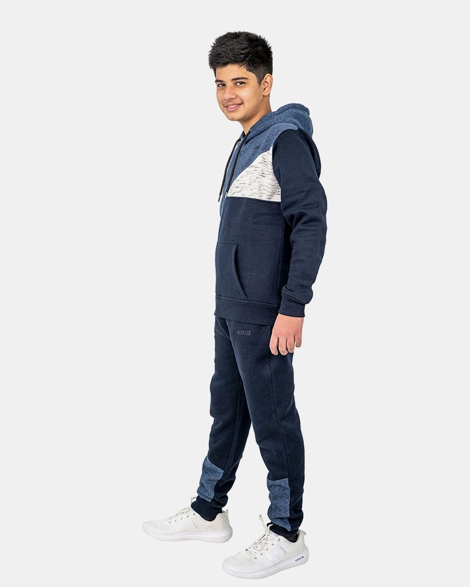 Navy Grey Contrast Panel Jogging Suit