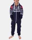 Navy Kids Aztec Hooded Onesie